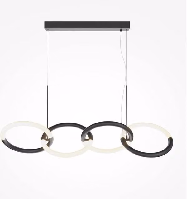 Maytoni Node Modern 4 Light Bar Pendant in Black and Gold/Brass with Warm White LED 3000K