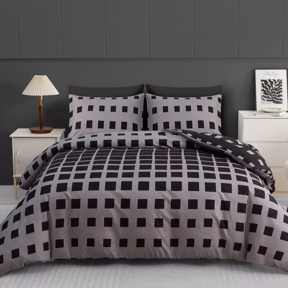 Pamposh Grey Reversible Microfibre Duvet Cover Set, W/D/H: 200 x 200 cm – 2