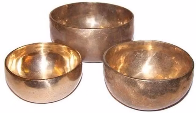 KDMK Set of 3 Handmade Gold Brass Singing Bowls