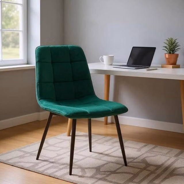 EONLION Modern Green Velvet Dining Chairs with Padded Cushion and Metal Legs