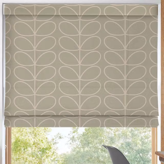 Orla Kiely Jumbo Linear Stem Made to Measure Blackout Roman Blind in Pebble and Beige