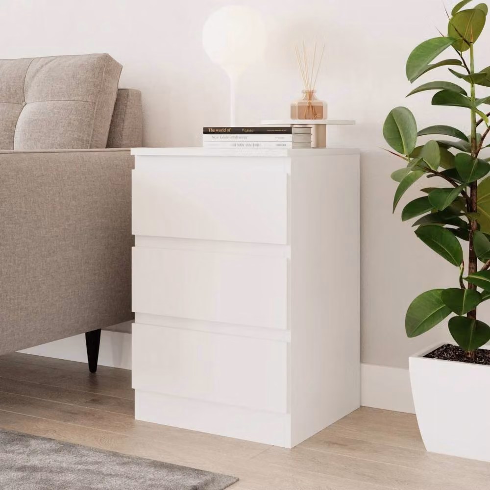 Kelvenix White 3 Drawer Wooden Bedroom Chest of Drawers – 2