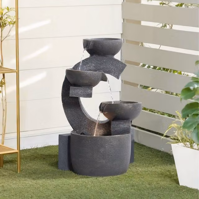 Lifeideas Grey Outdoor Electric Cascading Bowls Fountain, Diameter: 30 cm