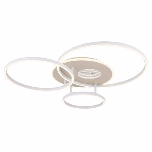 Globo Lighting Modern LED Ring Ceiling Light with Remote Control, Dimmable Timer and CCT in Beige and White, W/D/H: 40 x 70 x 13 cm