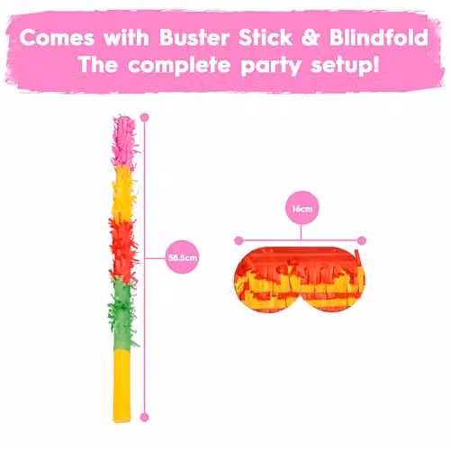 Fax Potato 80th Birthday Piñata Set with Blue Stick and Blindfold in Blue, Purple and Multicolour – 5