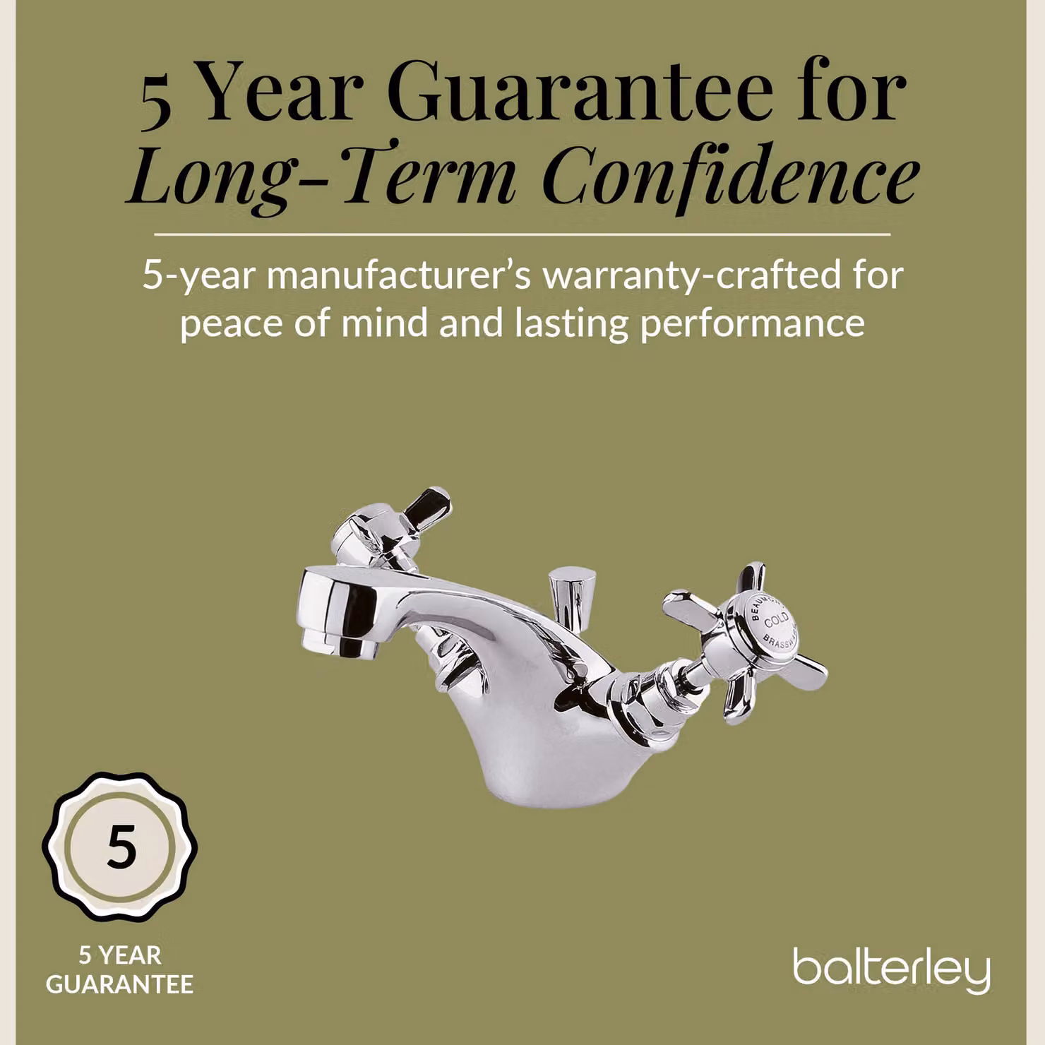 Balterley Kingsley Traditional Crosshead Mono Basin Tap with Pop Up Waste in Chrome Silver – 3