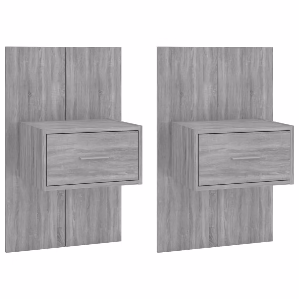 Berkfield Home Set of 2 Wall-mounted Bedside Cabinets in Grey Sonoma – 2