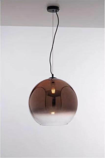 Netlighting Marte Globe Dome Pendant Light in Copper and Transparent Glass with E27 Fitting