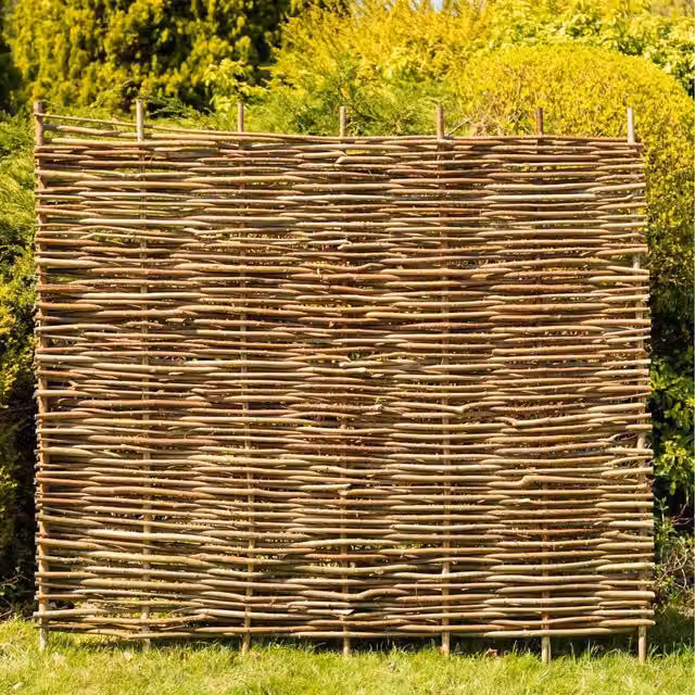 Primrose Wattle Weave Hazel Hurdle Fence Panel, Brown, Height: 150 cm