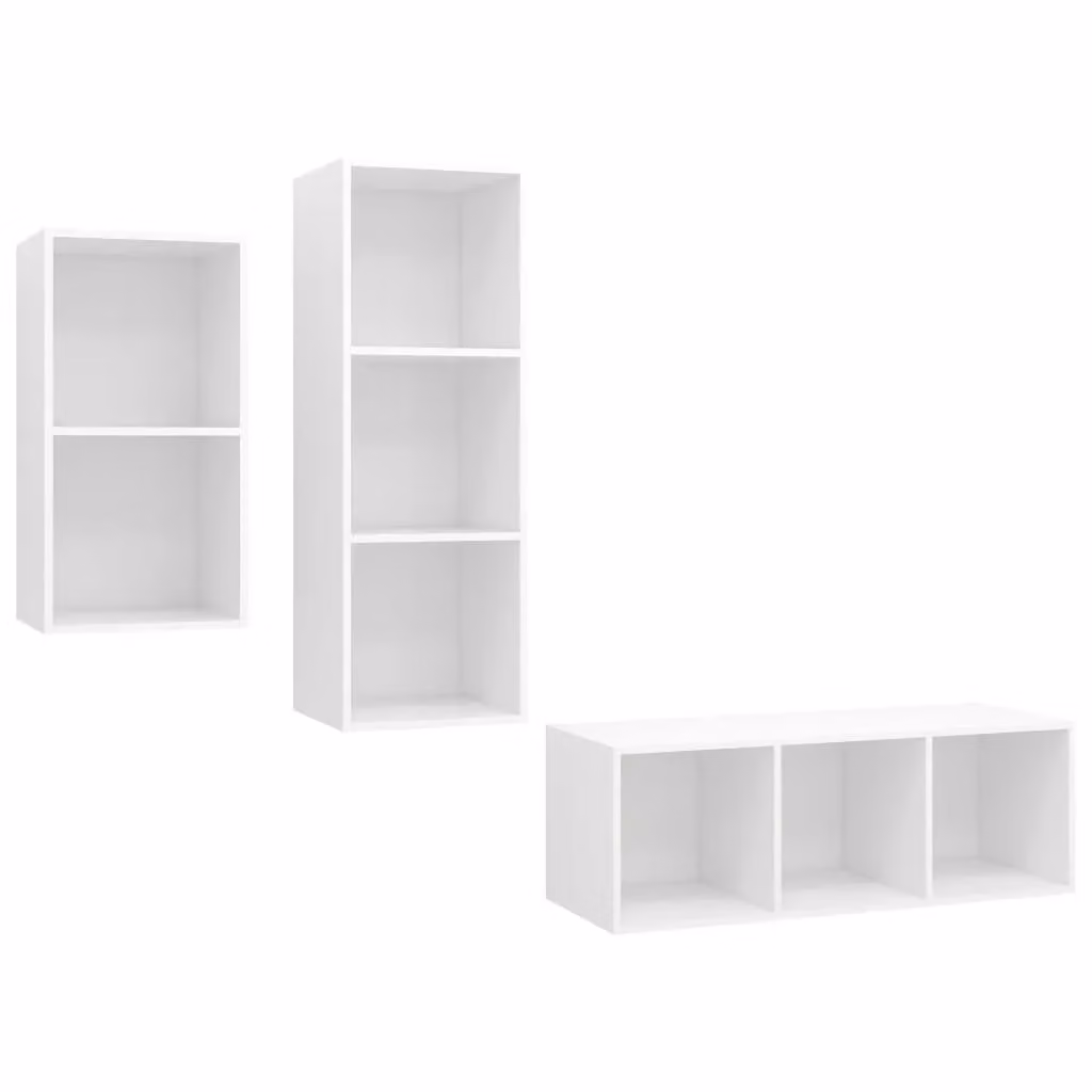 Berkfield Home 3 Piece White Matt Minimalist TV Cabinet Set in Engineered Wood – 2