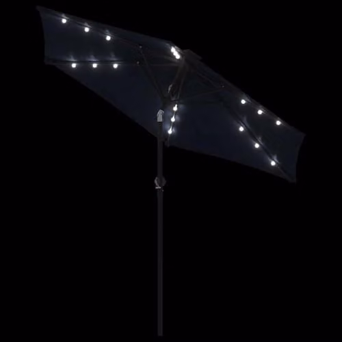 vidaXL Garden Parasol with LEDs, Steel Pole and Polyester Canopy, Black, W/D/H: 225 x 225 x 212 cm – 3
