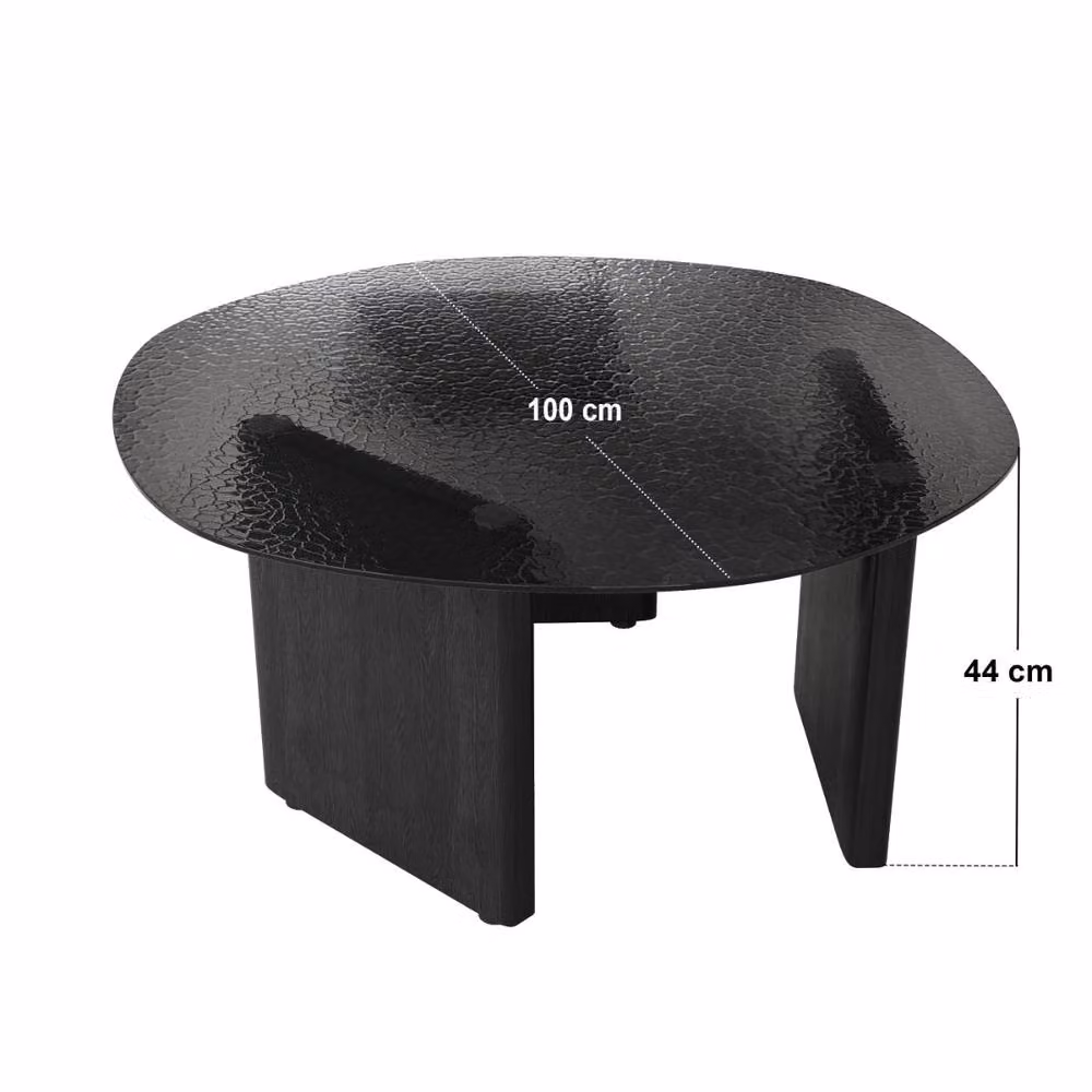 Solace+Co Emil Round Black Glass Coffee Table – 3