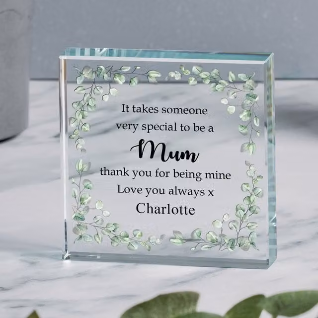 Uniqueful Personalised Someone Special Floral Glass Token in Clear and Beige