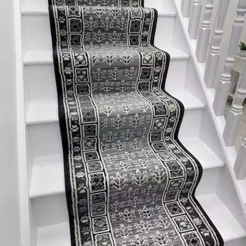 runrug Mayan Stair Runner, Dark Grey, W: 60 cm, L: 450 cm