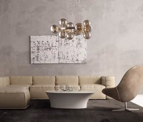 Italux Marbelio Modern Sphere Pendant Ceiling Light in Gold and Brown with Glass Shade, G9, IP20 – 2