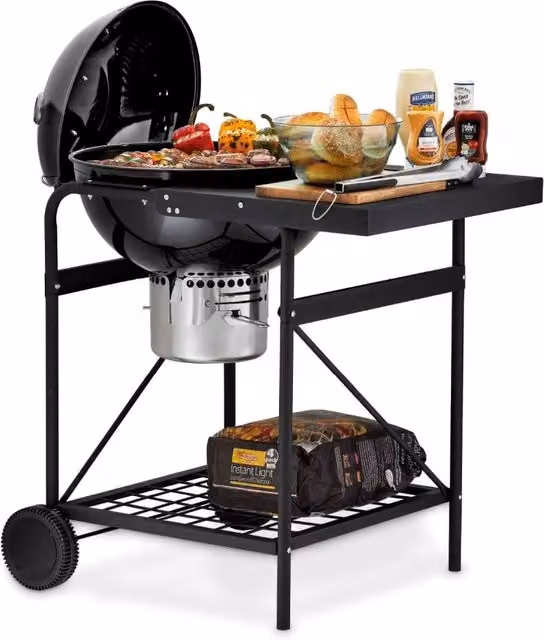 Tower T978572 Charcoal Kettle Grill with Built-in Side Table and Thermometer in Black – 1