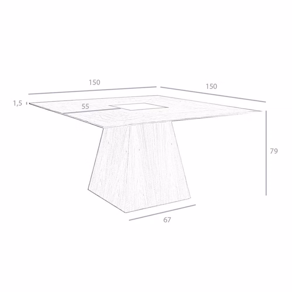 Angel Cerda Modern Square Walnut Dining Table in Brown and Black, W/D/H: 150 x 150 x 79 cm – 6