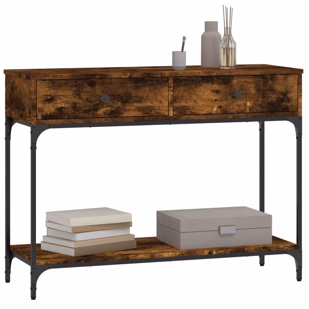 Berkfield Home Smoked Oak Console Table in Brown, W/D/H: 100 x 34.5 x 75 cm – 3