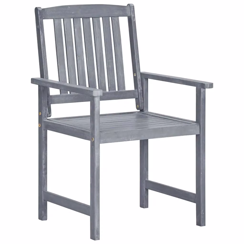 Berkfield Home Set of 8 Modern Grey Acacia Wood Garden Chairs with Armrests – 2