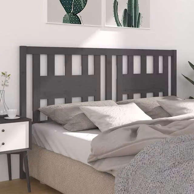 Berkfield Home Grey Rustic Solid Pine Wood Headboard W/D/H: 126 x 4 x 100 cm – 1