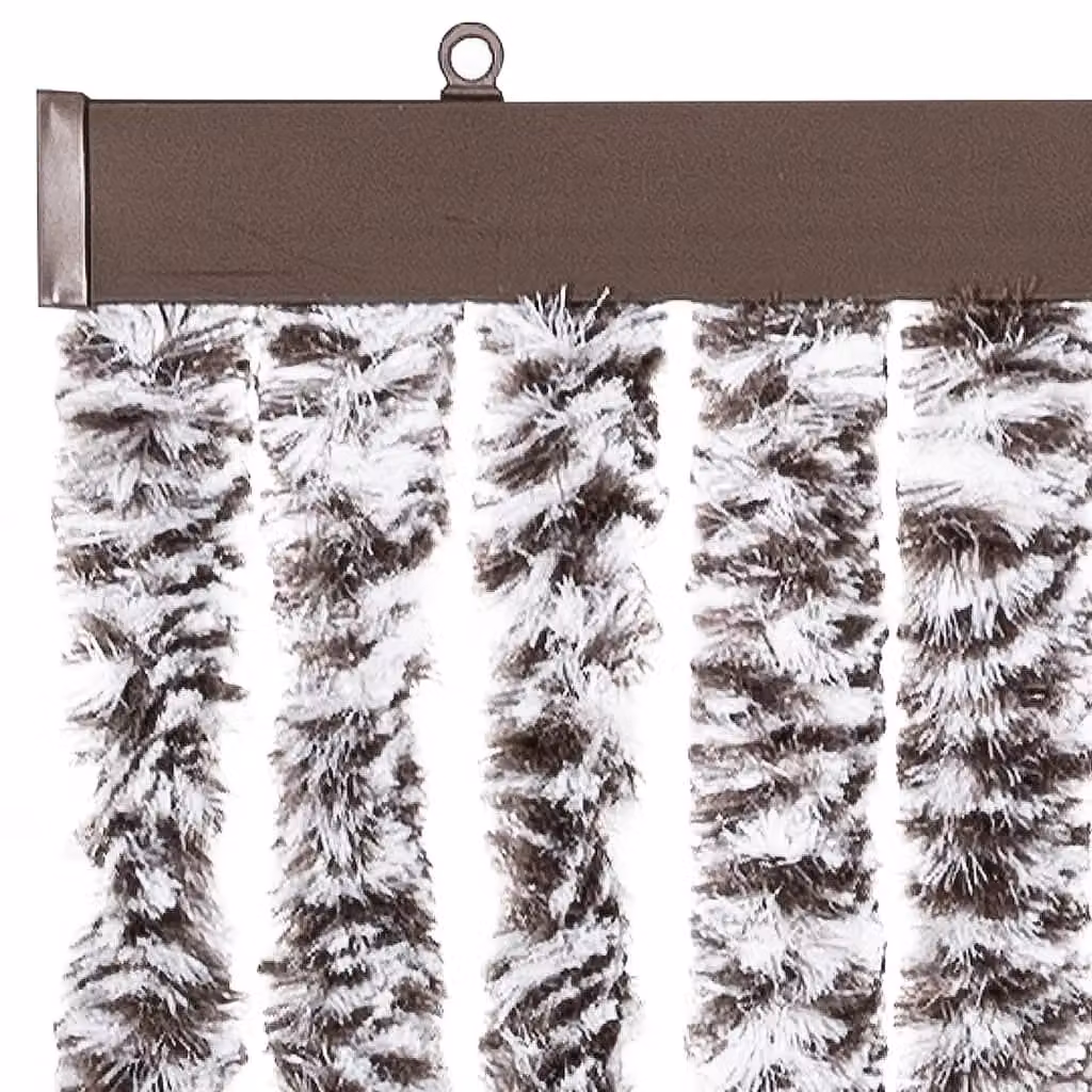Berkfield Home Striped Chenille Insect Curtain in Brown and Beige, W: 56 cm, H: 200 cm – 2