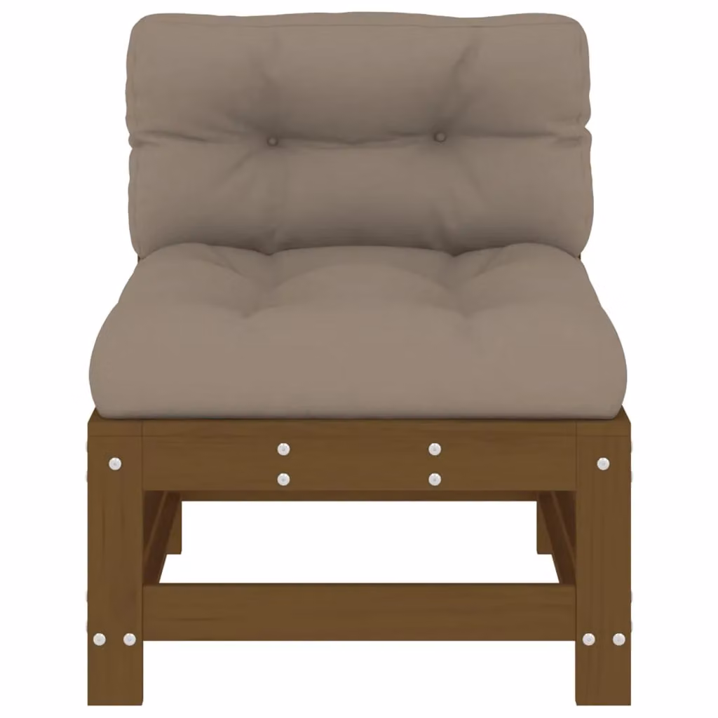 Berkfield Home Rustic Middle Sofas with Cushions, 2 Piece Set, Honey Brown Solid Pine Wood – 3