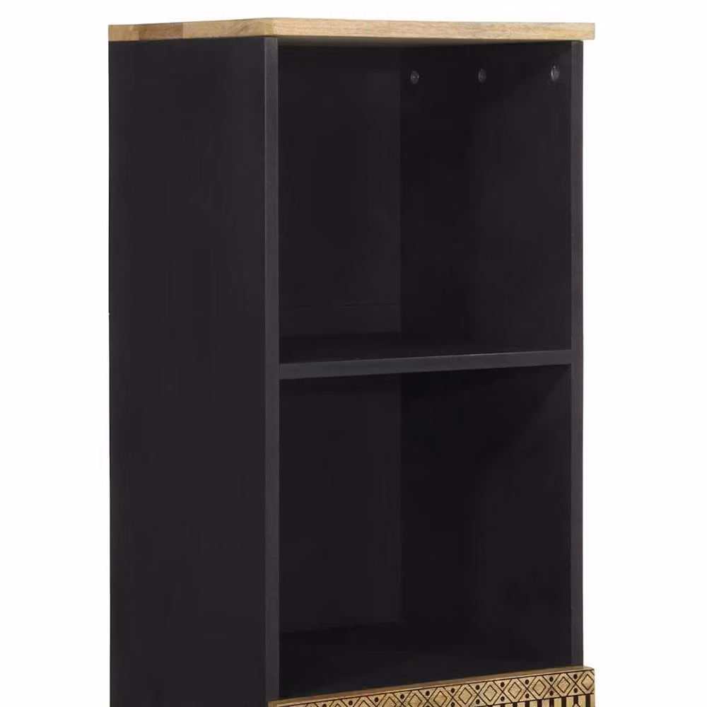 Berkfield Home Black Mango Wood Bathroom Cabinet with Hinged Doors, W/D/H: 38 x 33.5 x 160 cm – 4