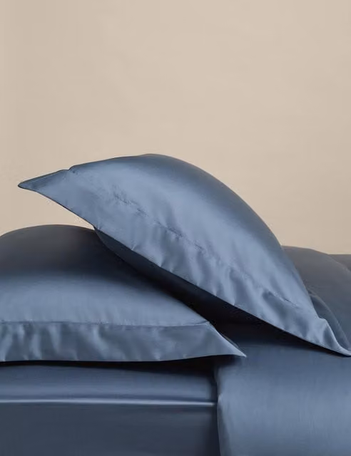 M&S 2 Pack Egyptian Cotton 400 Thread Count Silky Oxford Pillowcases in Slate Blue