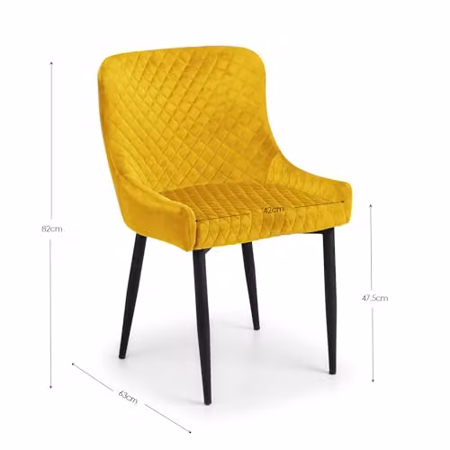 Julian Bowen Set of 2 Luxe Velvet Upholstered Dining Chairs with Armrests in Yellow – 2