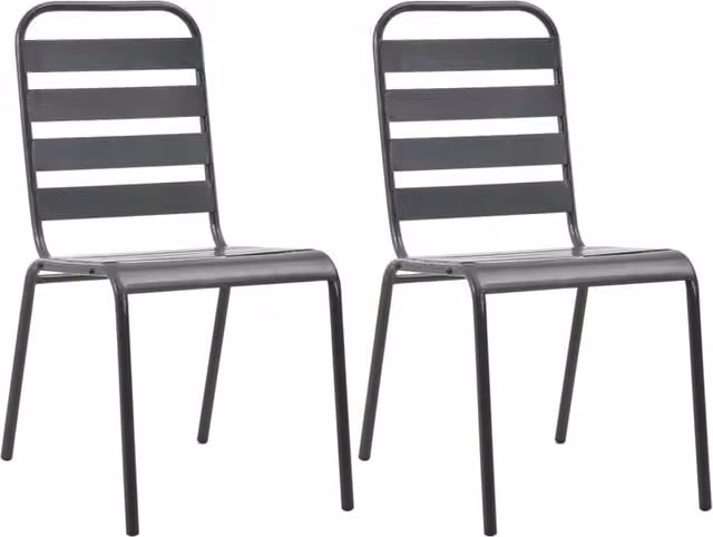 Berkfield Home Stackable Outdoor Metal Chairs, 2 Pack, Grey – 1