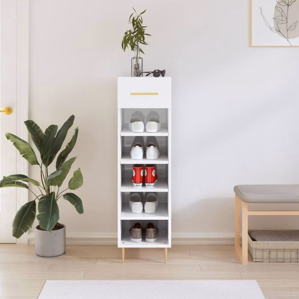 Berkfield Home High Gloss White Shoe Cabinet W/D/H: 30 x 35 x 105 cm – 2