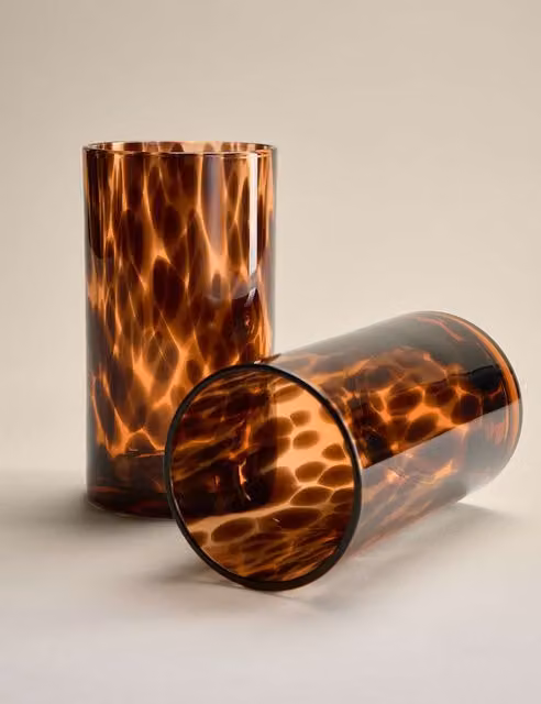 M&S Set of 2 Brown Speckle Hi Ball Tumbler Glasses