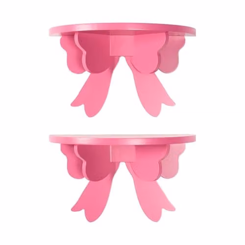 OHS Bow Floating Shelves, 2 Pack Wall Mounted Decorative Storage Organiser in Pink – 1