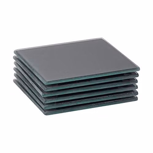 Harbour Housewares Square Glass Coasters in Grey, Pack of 6, Diameter: 10 cm