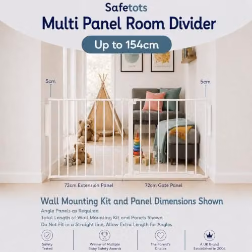 Safetots Premium Multi Panel Room Divider with Swing Door, White, Width: 154 cm, Height: 70 cm – 3
