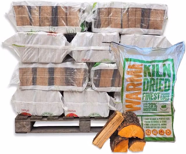 Warma Kiln Dried Hardwood Firewood Logs in Brown, 400kg