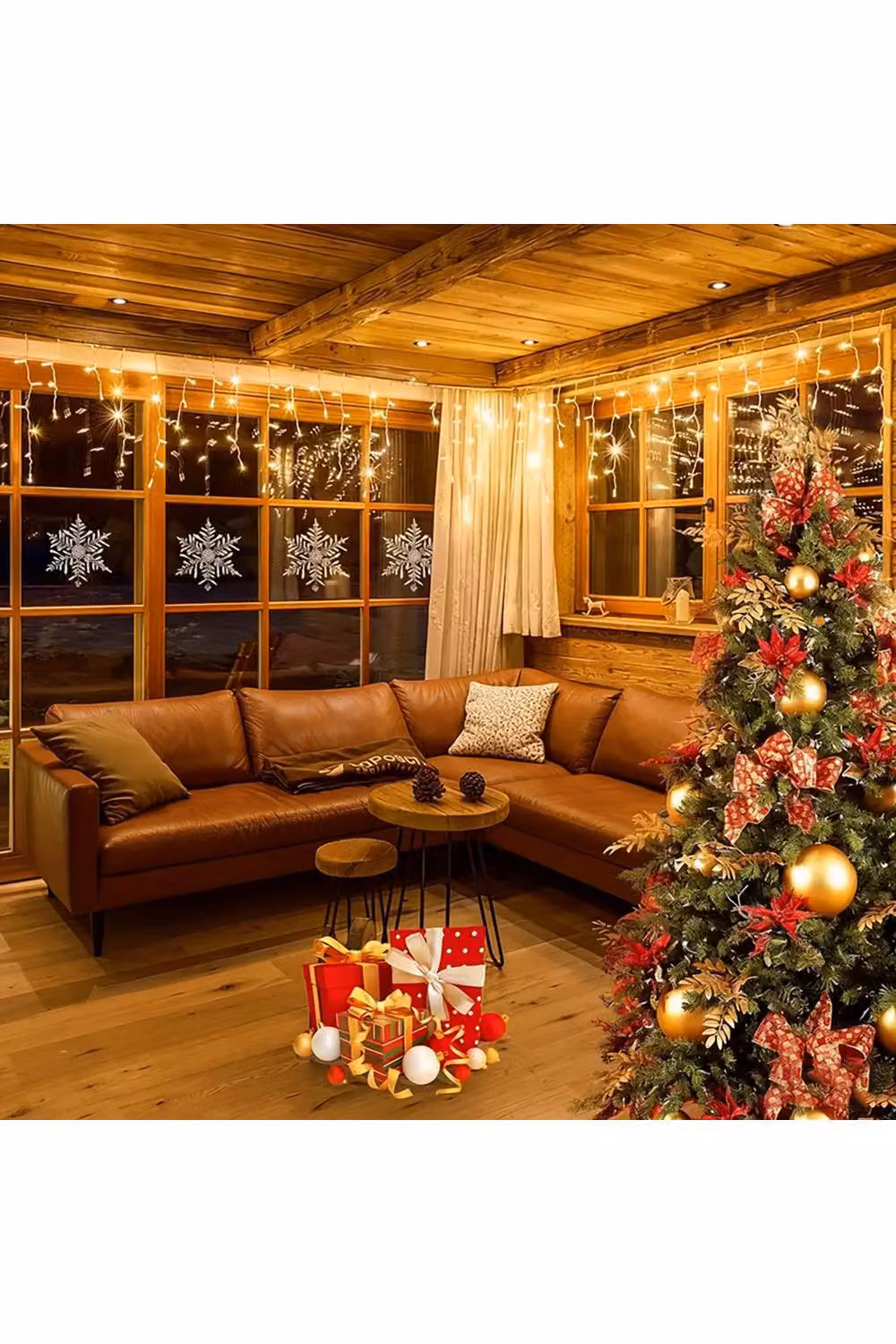 Living and Home Solar-Powered White LED Icicle String Lights with Remote Control and Dusk Sensor – 4