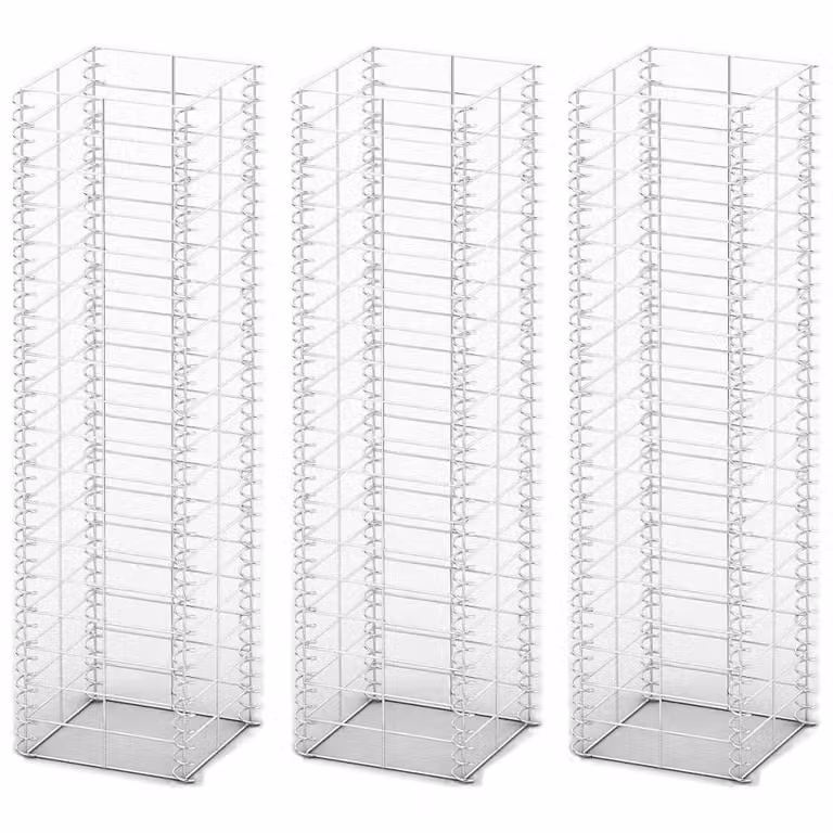 Berkfield Home 3 Piece Galvanised Steel Gabion Basket Set in Silver, W/D/H: 25 x 25 x 100 cm