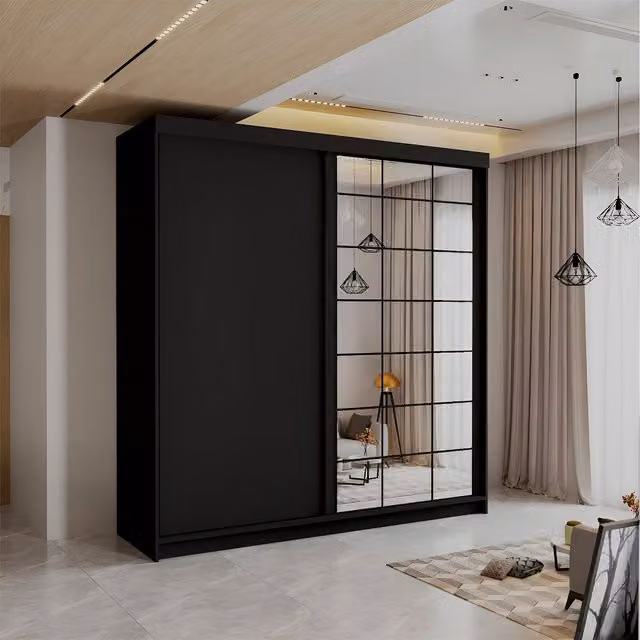 Sliding Wardrobes 4 u Casanova Modern Black Sliding Mirror Door Wardrobe