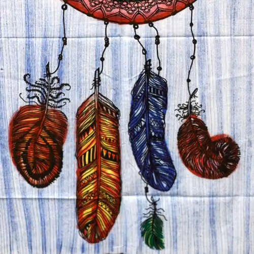 KDMD Ancient Wisdom Dreamcatcher Handbrushed Cotton Wall Art in Multicolour – 3