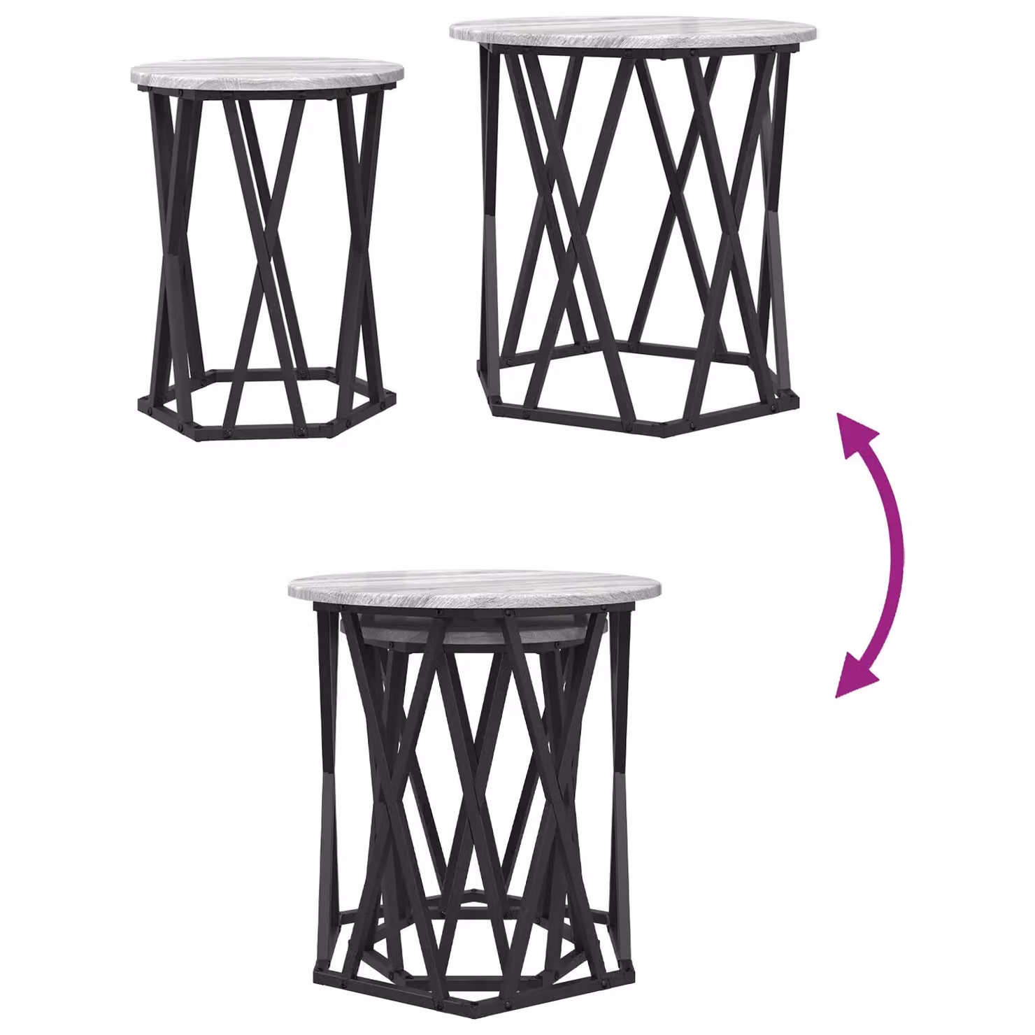 Berkfield Home Set of 2 Round Nested Side Tables in Grey Sonoma Engineered Wood – 6