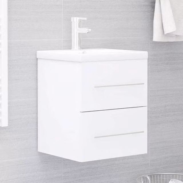 Berkfield Home White Sink Cabinet in MDF, W: 41 cm, D: 38.5 cm, H: 48 cm