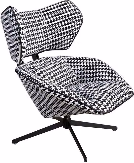 Angel Cerda Black and White Houndstooth Swivel Armchair with Armrests – 1