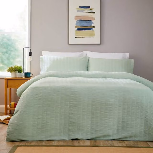 New Edge Blinds Belgravia Duvet Set in Light Green, W: 180 cm x L: 200 cm