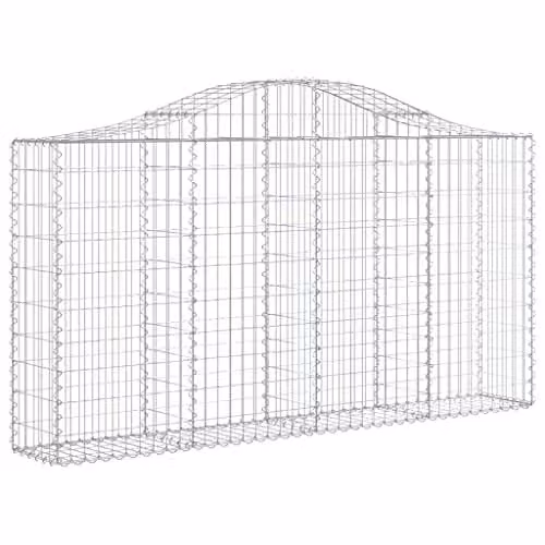 vidaXL Arched Gabion Baskets, 20 Pieces, Silver Galvanised Steel, W: 200 cm, D: 30 cm, H: 100/120 cm – 1