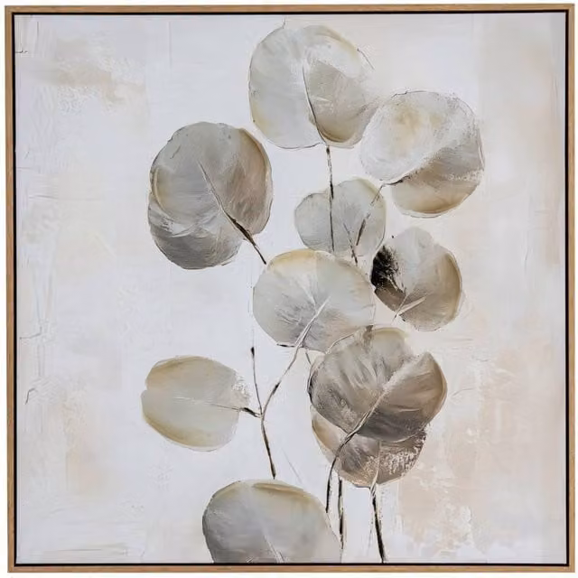 KDMD Silvra Modern Abstract Hand Painted Canvas Wall Art in Brown