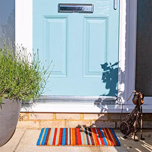 Nicola Spring Pinstripe Coir Door Mat Set of 2, Brown and Multicolour, W: 60 cm, D: 40 cm – 2