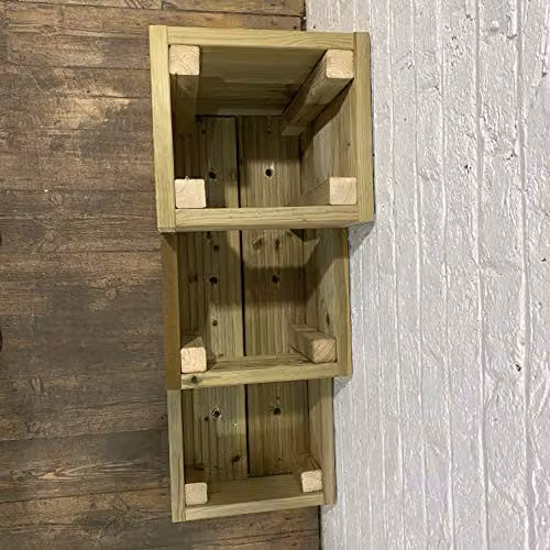 Cutncraft Designs Three-Tiered Wooden Garden Planter in Brown, W/D/H: 88 x 48 x 35 cm – 4