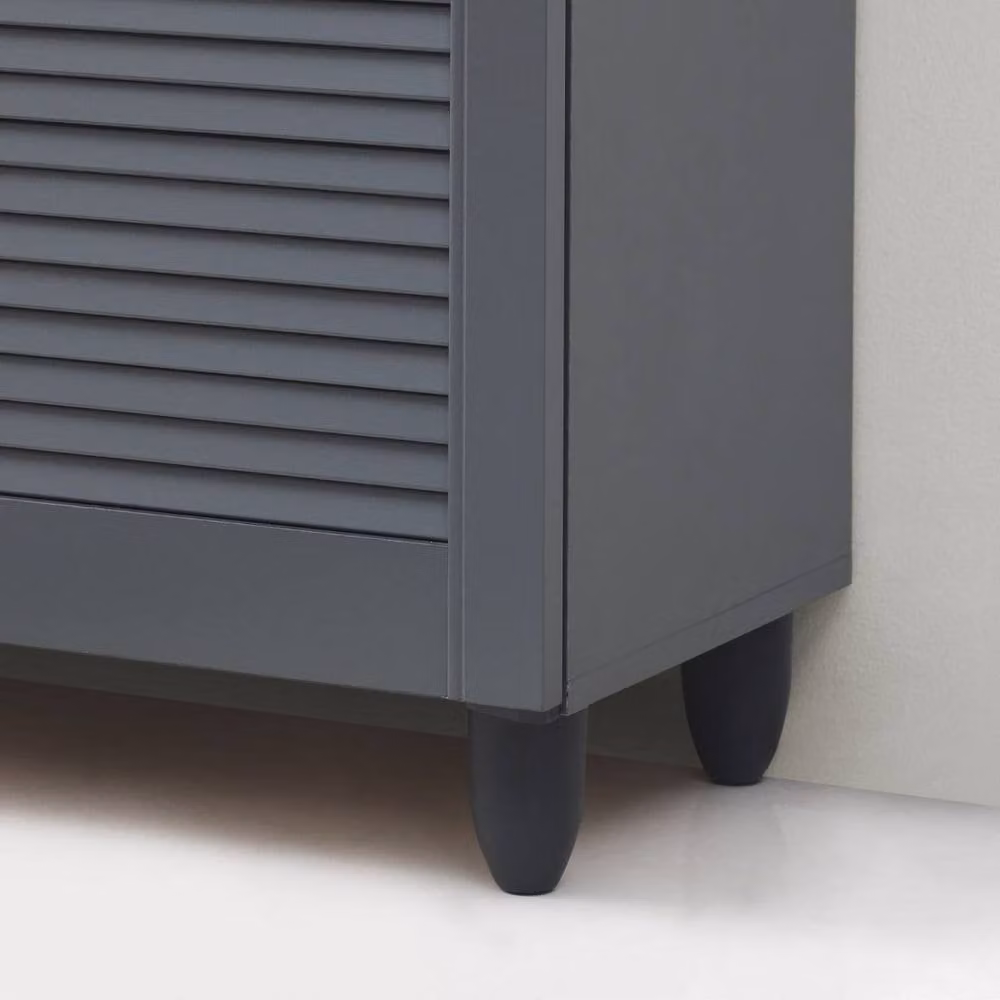 Timber Art Design Modern 3-Door Shoe Storage Cabinet in Grey, W/D/H: 114 x 33.6 x 67.5 cm – 2