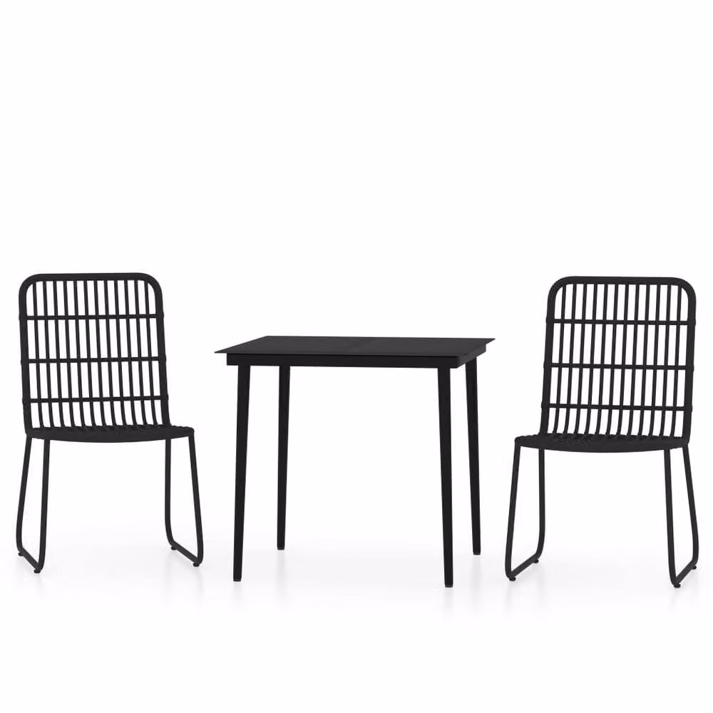 Berkfield Home 3 Piece Modern Garden Dining Set in Black – 2